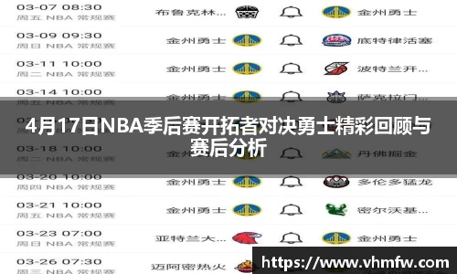 4月17日NBA季后赛开拓者对决勇士精彩回顾与赛后分析
